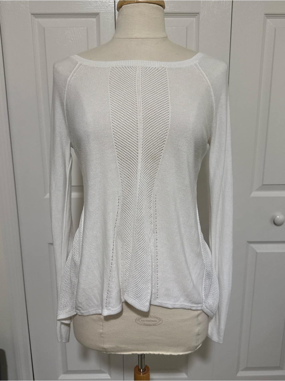 White House Black Market White Open-Knit Long Sleeve Top